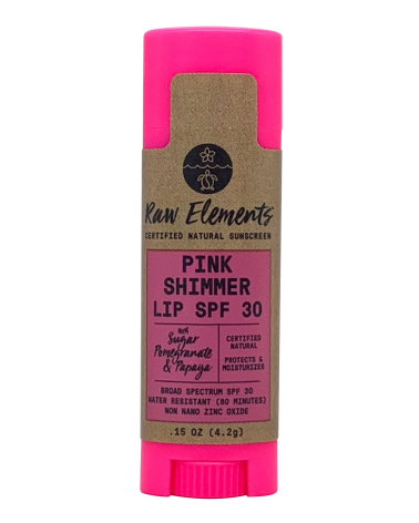 "PINK SHIMMER" baume lèvres rose pailleté SPF30: Raw Elements