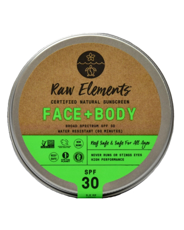 FACE + BODY sunscreen SPF30 (tin - plastic free): Raw Elements USA