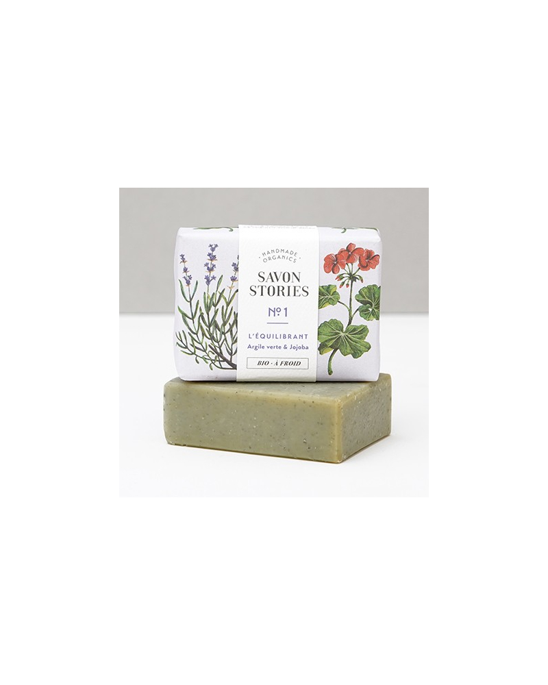 SAVON EQUILIBRANT n°1 (à l'argile verte) à la lavande, patchouli et géranium rosat: Savon Stories