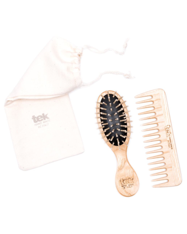 Purse brush and comb in natural wood: Tek
