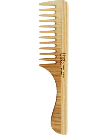 Peigne en bois naturel avec manche et larges dents: Tek
