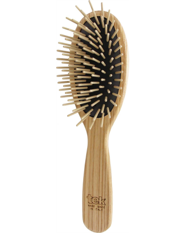 Big oval brush in natural wood with long pins: Tek